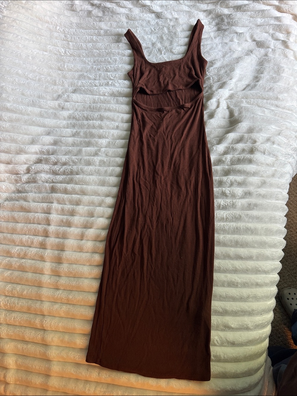Forever 21 Sleeveless Brown Ribbed cutout Maxi Dress